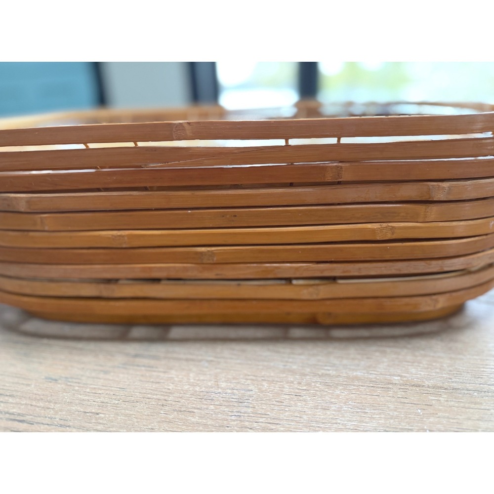 Set 10 Woven Bamboo Trays Natural Geometric Diamond Pattern Boho Serving Decor - Picture 4 of 10